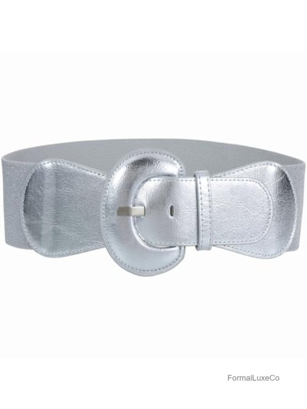 Wide Elastic Stretch Faux Leather Cinch Belt for Dresses